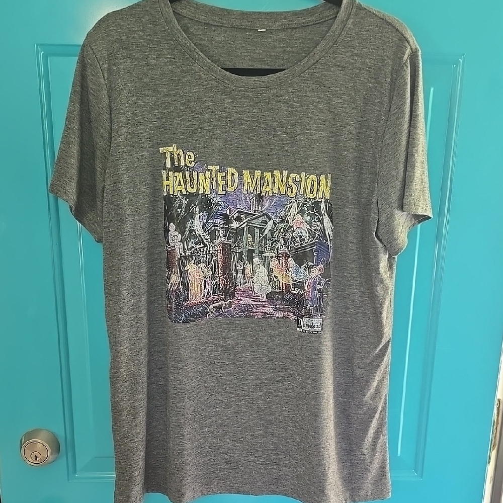 Gray Haunted Mansion Graphic T-Shirt